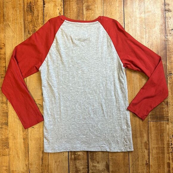 Calvin Klein shirt Size 8 Long Sleeve Red Gray raglan cotton Spring - Picture 3 of 5